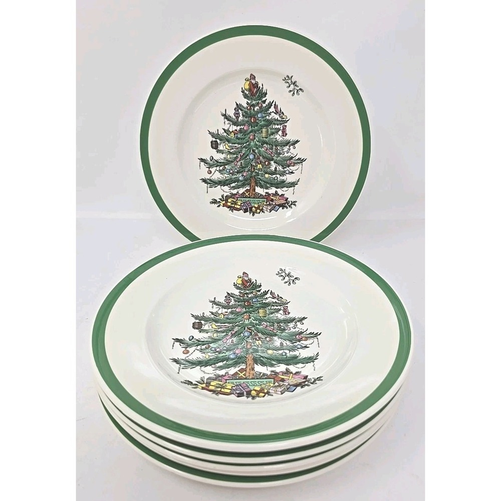 Spode Christmas Tree Salad or Bread 5 Plates England, 7 3/4" 3324 U39